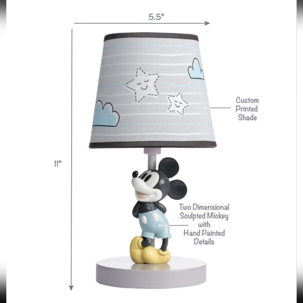 Disney Baby Moonlight Mickey Mouse Lamp with Shade & Bulb - Gray - Picture 10 of 11